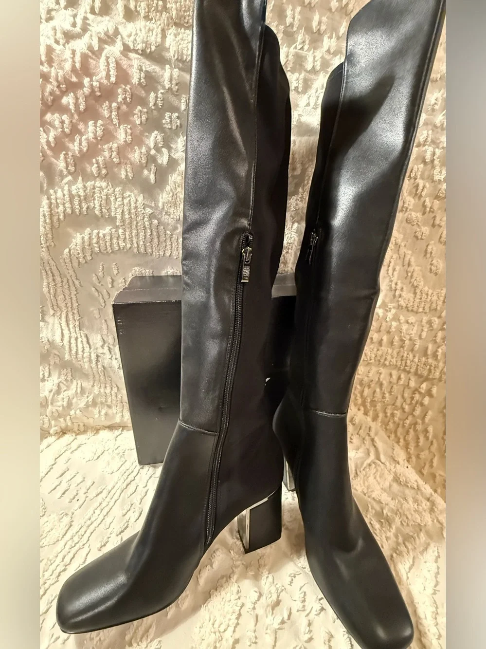 DKNY Black Knee High Block Heel Boots #711